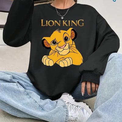 Disney Women's Pink Lion King Simba Graphic Crewneck Sweatshirt Maximus Echo