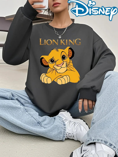 Disney Women's Pink Lion King Simba Graphic Crewneck Sweatshirt Maximus Echo