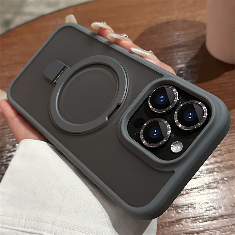 For iPhone 11/12/13/14/15/16 Pro Max Plus, Luxury Magnetic Holder Armor Shockproof Wireless Charging Phone Case - Maximus Echo