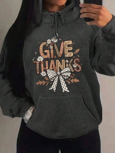 Women's Oversized Dark Gray Hooded Sweatshirt with Kangaroo Pocket Maximus Echo