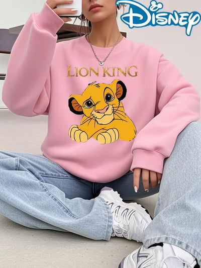 Disney Women's Pink Lion King Simba Graphic Crewneck Sweatshirt Maximus Echo