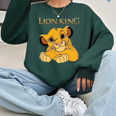 Disney Women's Pink Lion King Simba Graphic Crewneck Sweatshirt Maximus Echo
