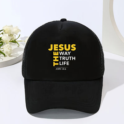 1pc Inspirational Mesh Baseball Cap "Jesus Way, Truth, Life" - Maximus Echo