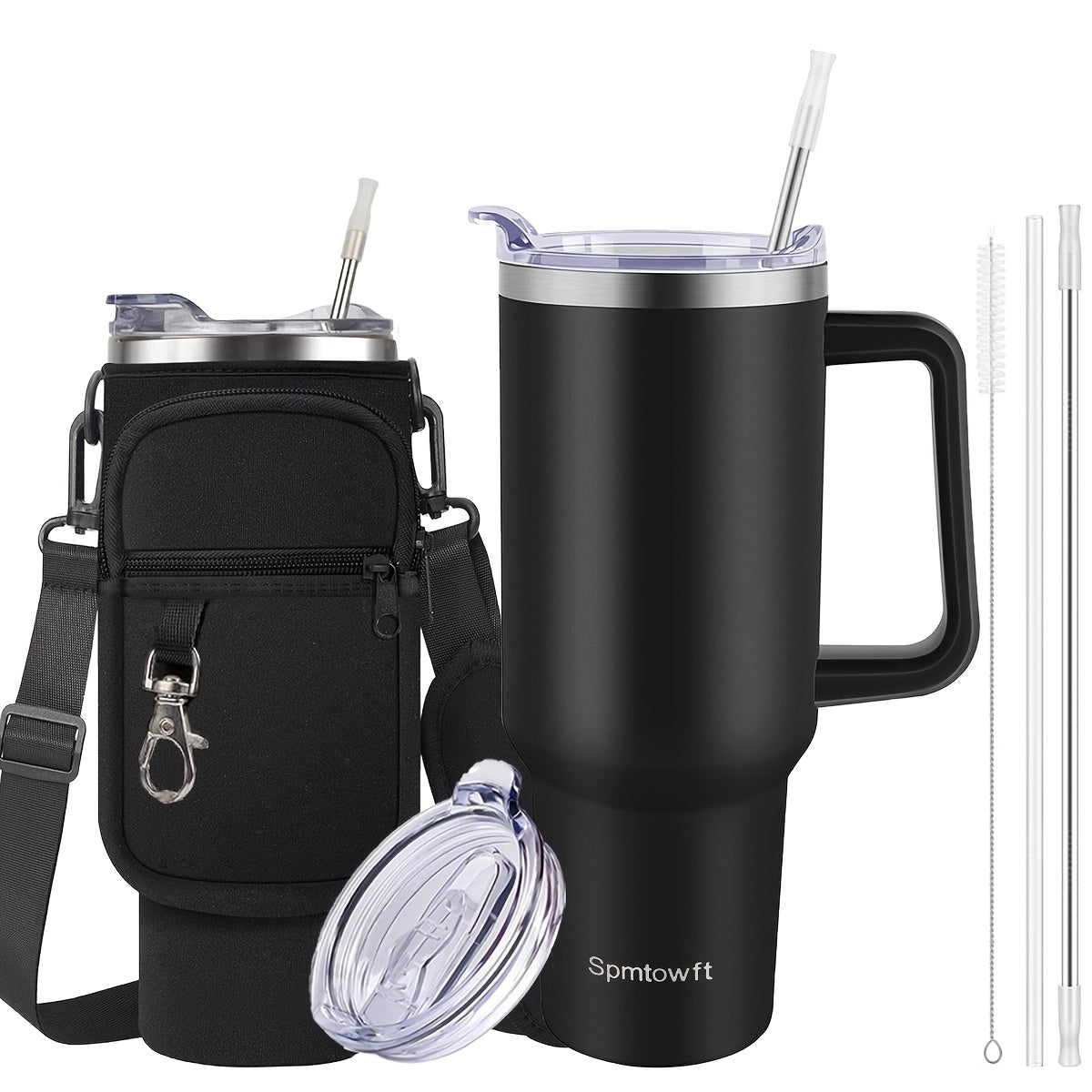 40oz Stainless Steel Tumbler with Handle - Double Vacuum Insulated Travel Mug - Maximus Echo