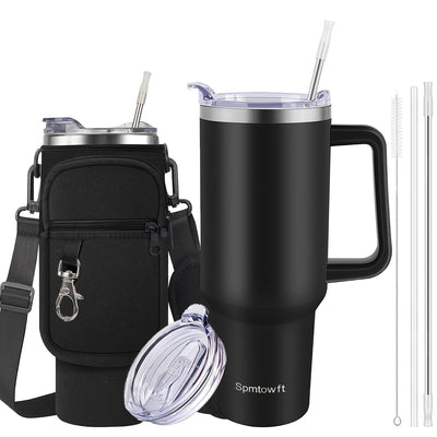 40oz Stainless Steel Tumbler with Handle - Double Vacuum Insulated Travel Mug - Maximus Echo
