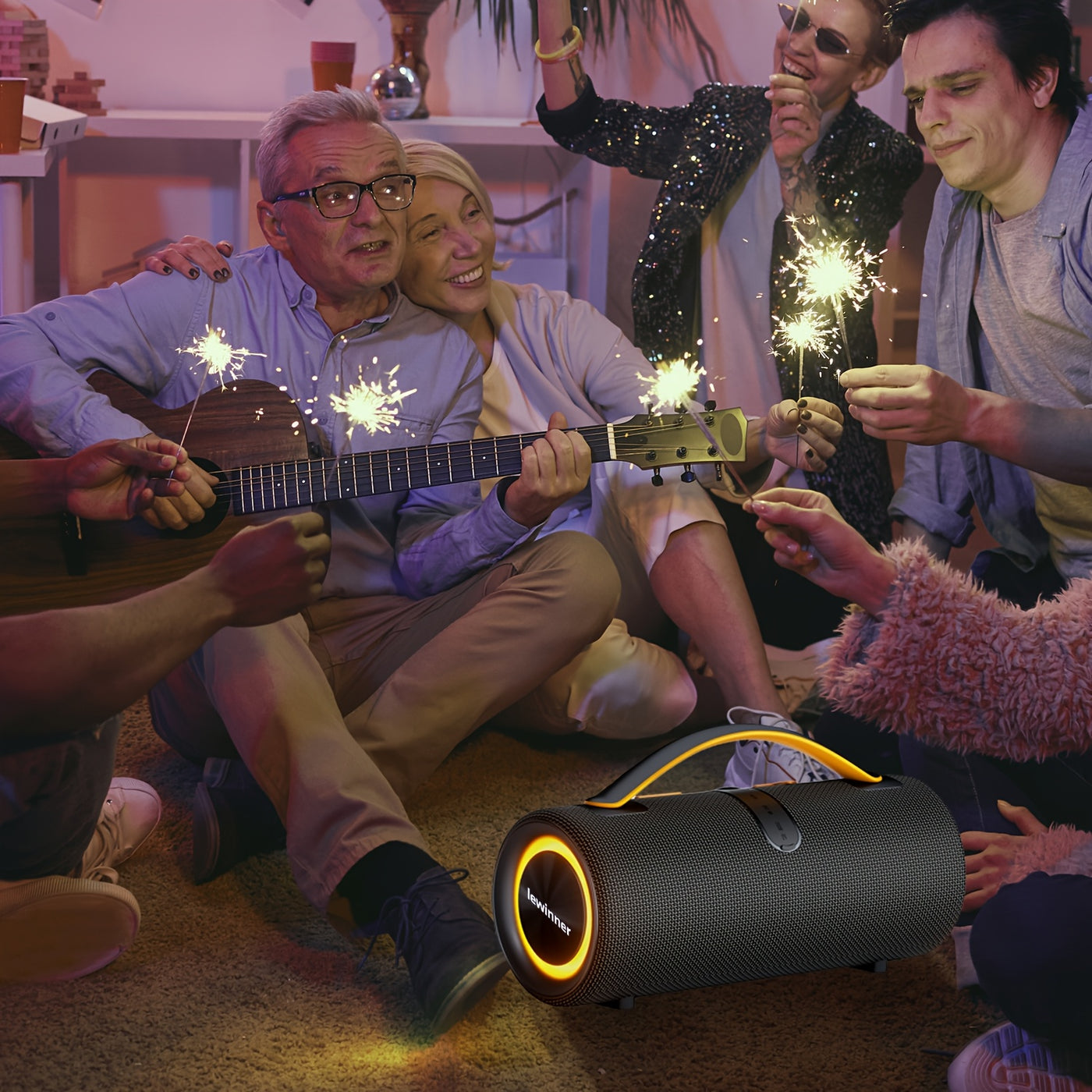 60W  Portable Wireless Speaker - High-power Subwoofer, 7 Modes Of RGB Ambient Light, Long Battery Life, Suitable For Family Outdoor Parties - Maximus Echo