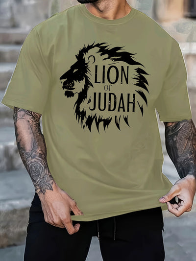 Lion of Judah Graphic T-Shirt - Men'S Red Tee with Bold Black Lion Design - Maximus Echo