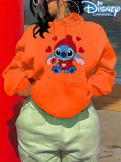 Disney Stitch Official Stitch Sweater - Women's Hooded Pullover Sweatshirt Maximus Echo