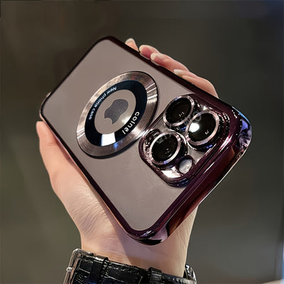 Luxury Phone Case | Transparent Magnetic Electroplated Hollow Logo TPU Shockproof for Iphone 11/12/13/14/15/16 Pro Max Plus - Maximus Echo