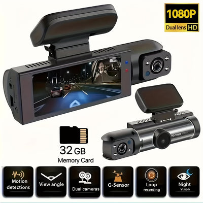 2K Dual Camera, Dash Cam For Cars, Front And Inside, Car Camera With IR Night Vision, Loop Recording, Wide Angle Car DVR Camera With 3.16 Inch IPS Screen, Car Dashboard Video Cam, With 32GB SD Card Optional. - Maximus Echo