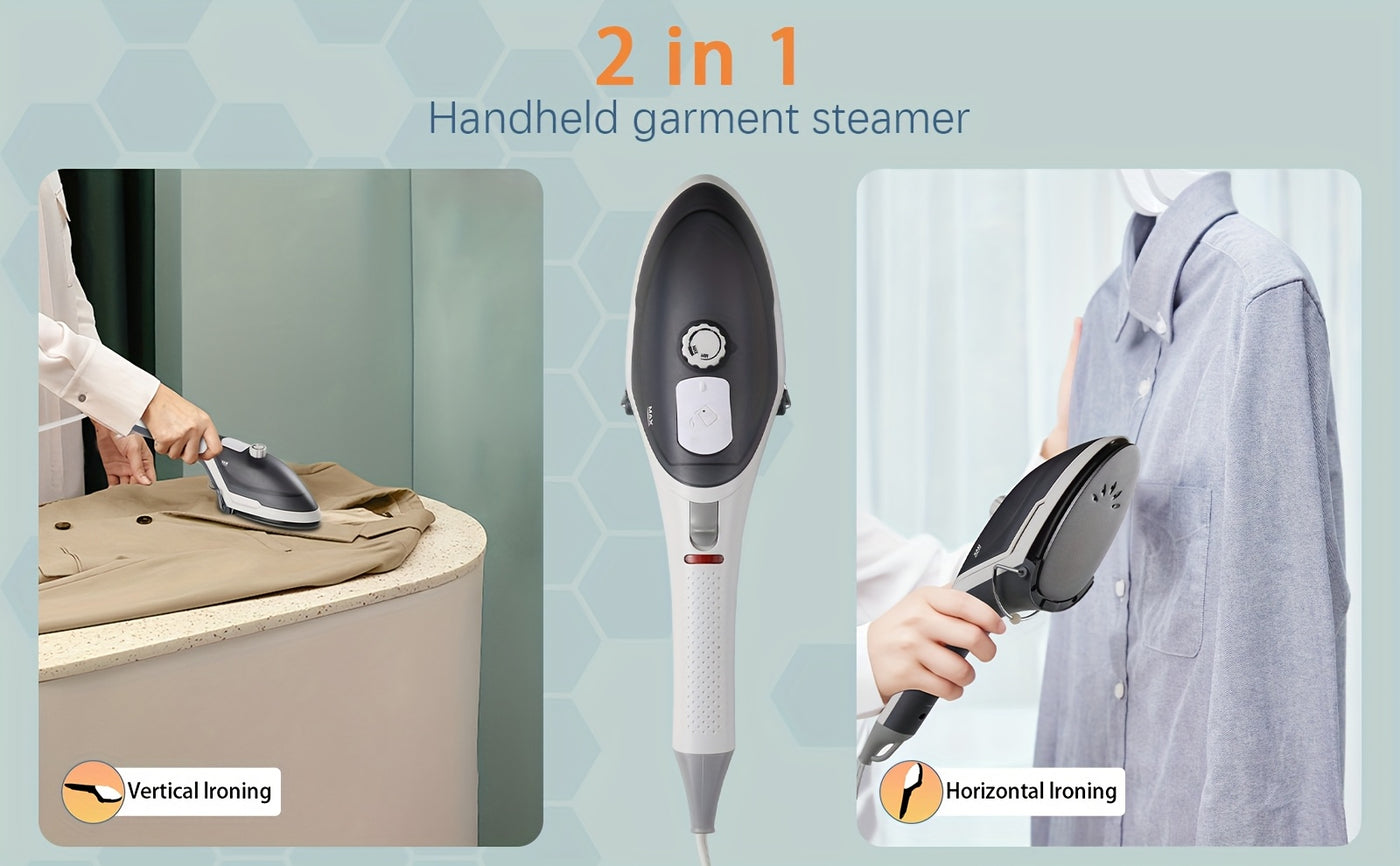 2-in-1 Handheld Garment Steamer , Fast Heat-Up, Detachable Water Tank, Travel-Size Fabric for Home & Travel - 800W, 110V, US Plug - Maximus Echo