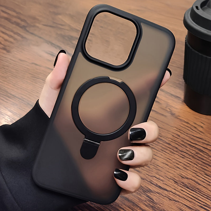 For iPhone 11/12/13/14/15/16 Pro Max Plus, Luxury Magnetic Holder Armor Shockproof Wireless Charging Phone Case - Maximus Echo