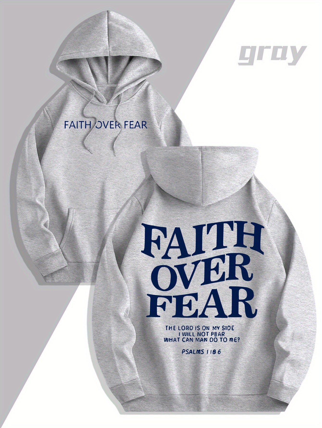 Men'S Sweatshirt - "Faith Over Fear" Inspirational, Relaxed Fit Hoodie - Maximus Echo