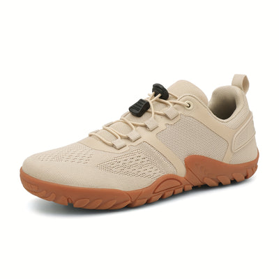 Men's Breathable Mesh Loafers - Light Blue & Orange Sneakers with Durable TPR Sole, Comfortable Casual Shoes for Outdoor & Hiking, Elastic Laces, Round Toe Design - Maximus Echo