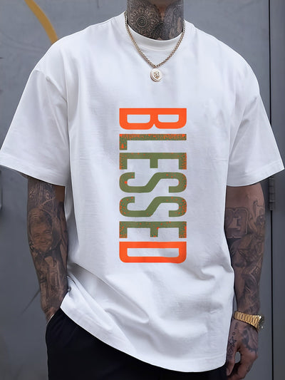 BLESSED 3D Printed Plus Size T-Shirt | Bold Geometric Lettering, Breathable Comfort Fit - Maximus Echo