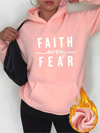 Women'S Hoodie - Faith Over Fear Inspirational Sweatshirt, Hooded Pullover with Front Pocket Maximus Echo