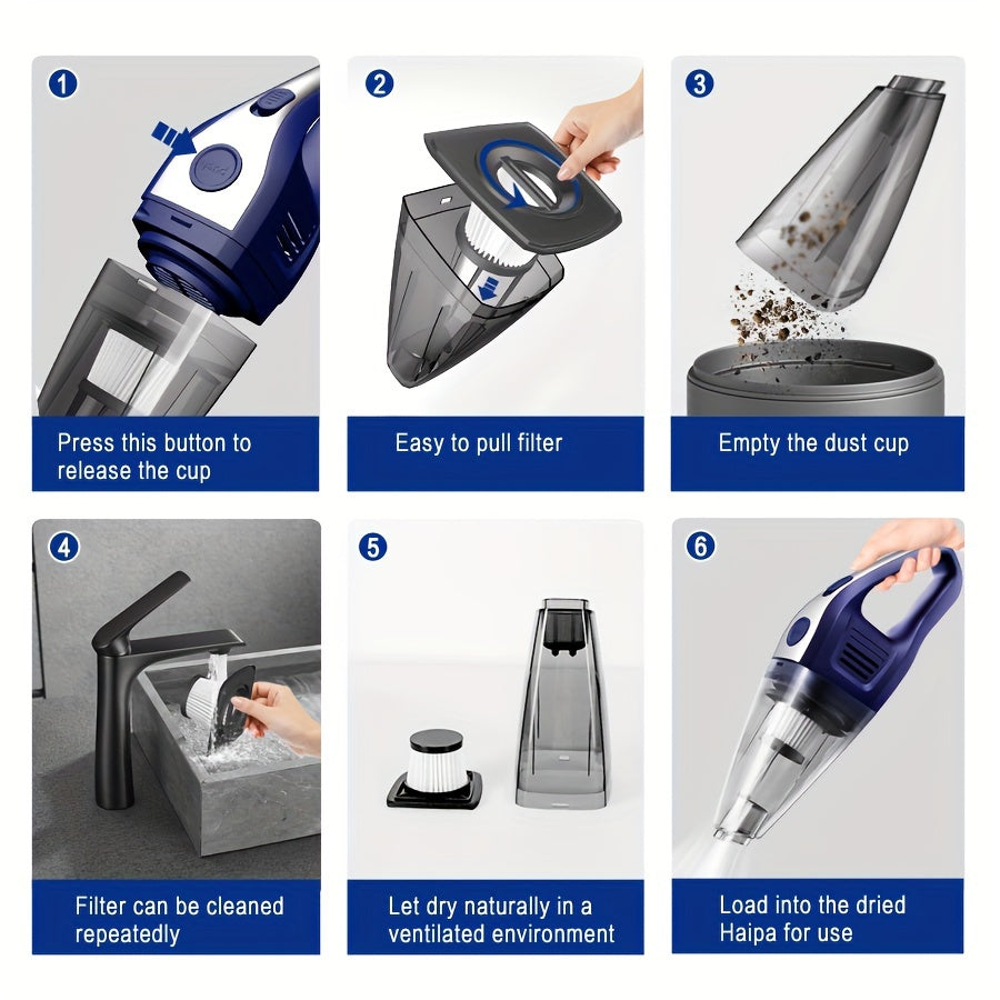 Car Vacuum Cleaner 5000pa Strong Suction, Powerful Handheld Wireless, USB Charging Long Working, Car Accessories For Men Women, Suitable For Cars, Homes, Offices, Pet Hair Cleaning - Maximus Echo