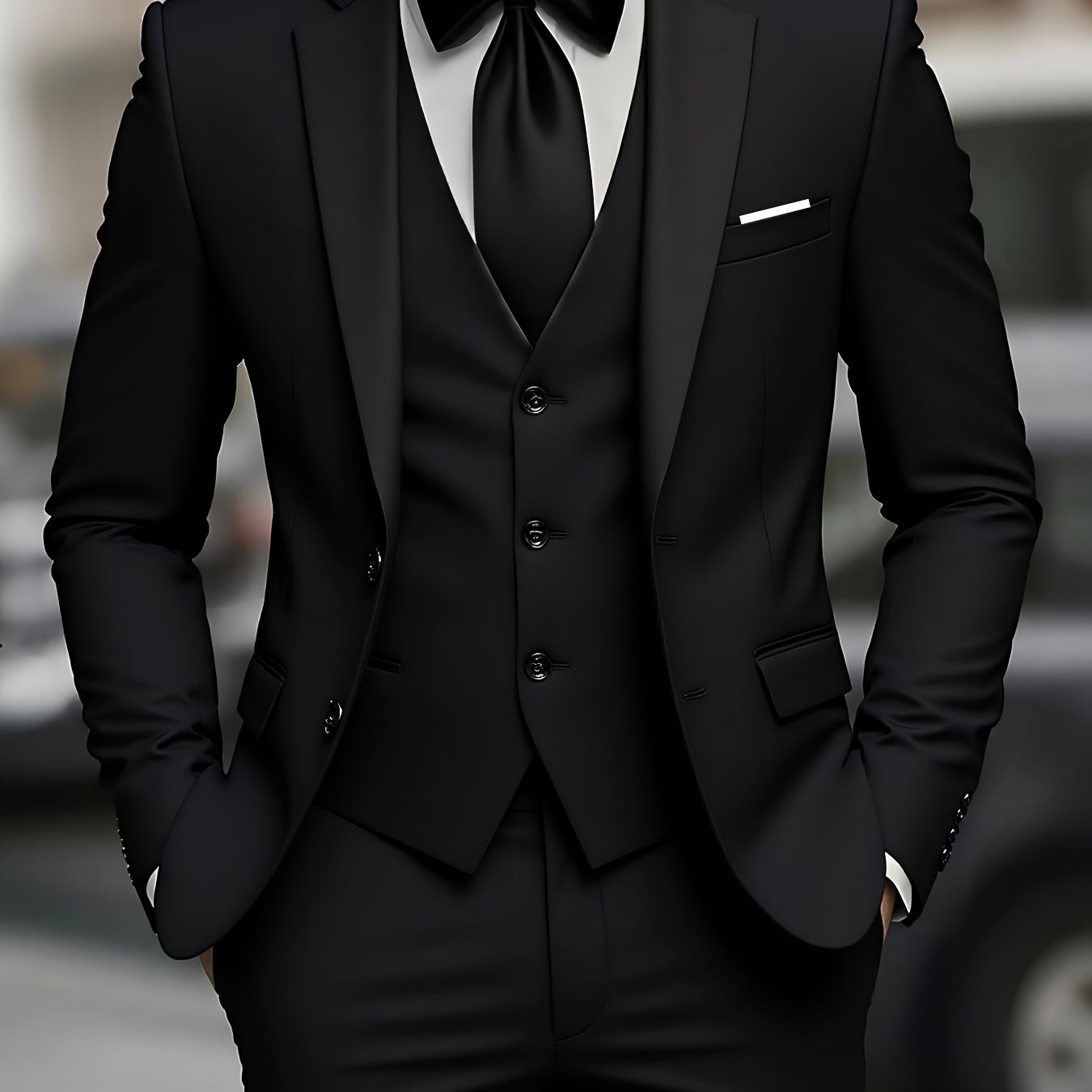Men's 3pcs suit, plain color green fruit collar suit with jacket and formal trousers, suitable for business gatherings, graduation ceremonies, weddings and parties - Maximus Echo