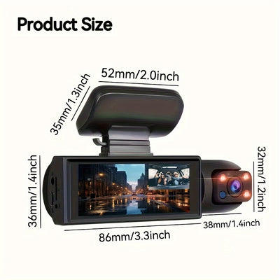 2K Dual Camera, Dash Cam For Cars, Front And Inside, Car Camera With IR Night Vision, Loop Recording, Wide Angle Car DVR Camera With 3.16 Inch IPS Screen, Car Dashboard Video Cam, With 32GB SD Card Optional. - Maximus Echo