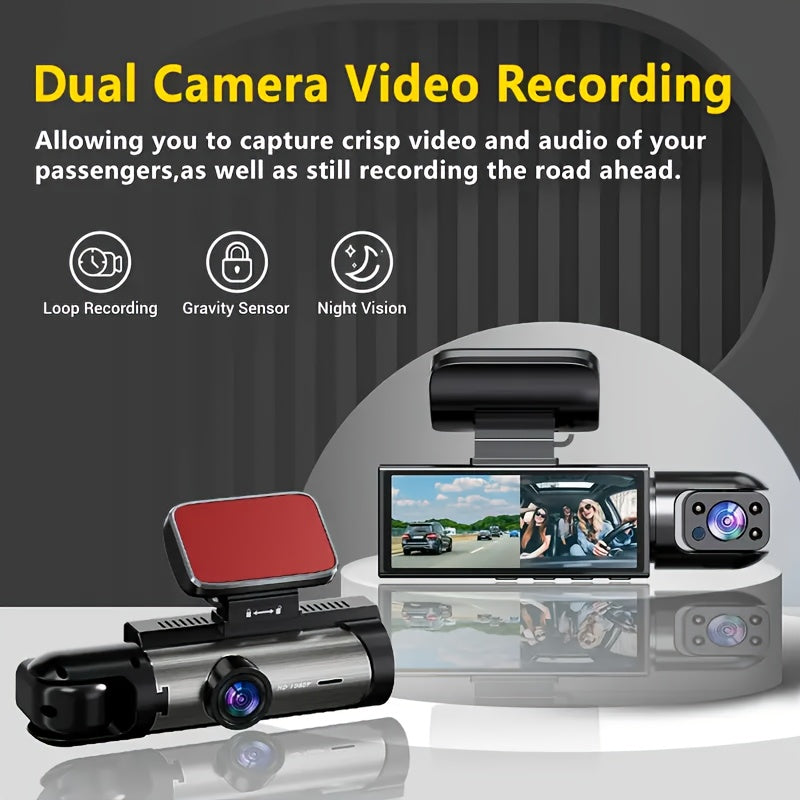 2K Dual Camera, Dash Cam For Cars, Front And Inside, Car Camera With IR Night Vision, Loop Recording, Wide Angle Car DVR Camera With 3.16 Inch IPS Screen, Car Dashboard Video Cam, With 32GB SD Card Optional. - Maximus Echo