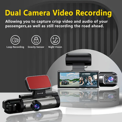 2K Dual Camera, Dash Cam For Cars, Front And Inside, Car Camera With IR Night Vision, Loop Recording, Wide Angle Car DVR Camera With 3.16 Inch IPS Screen, Car Dashboard Video Cam, With 32GB SD Card Optional. - Maximus Echo