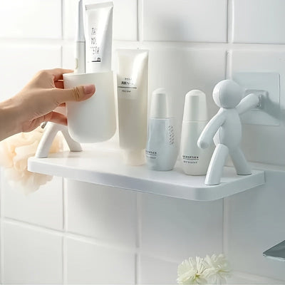 Chic Humanoid Wall-Mounted Storage Shelf - Modern Plastic Organizer for Kitchen & Bathroom Maximus Echo