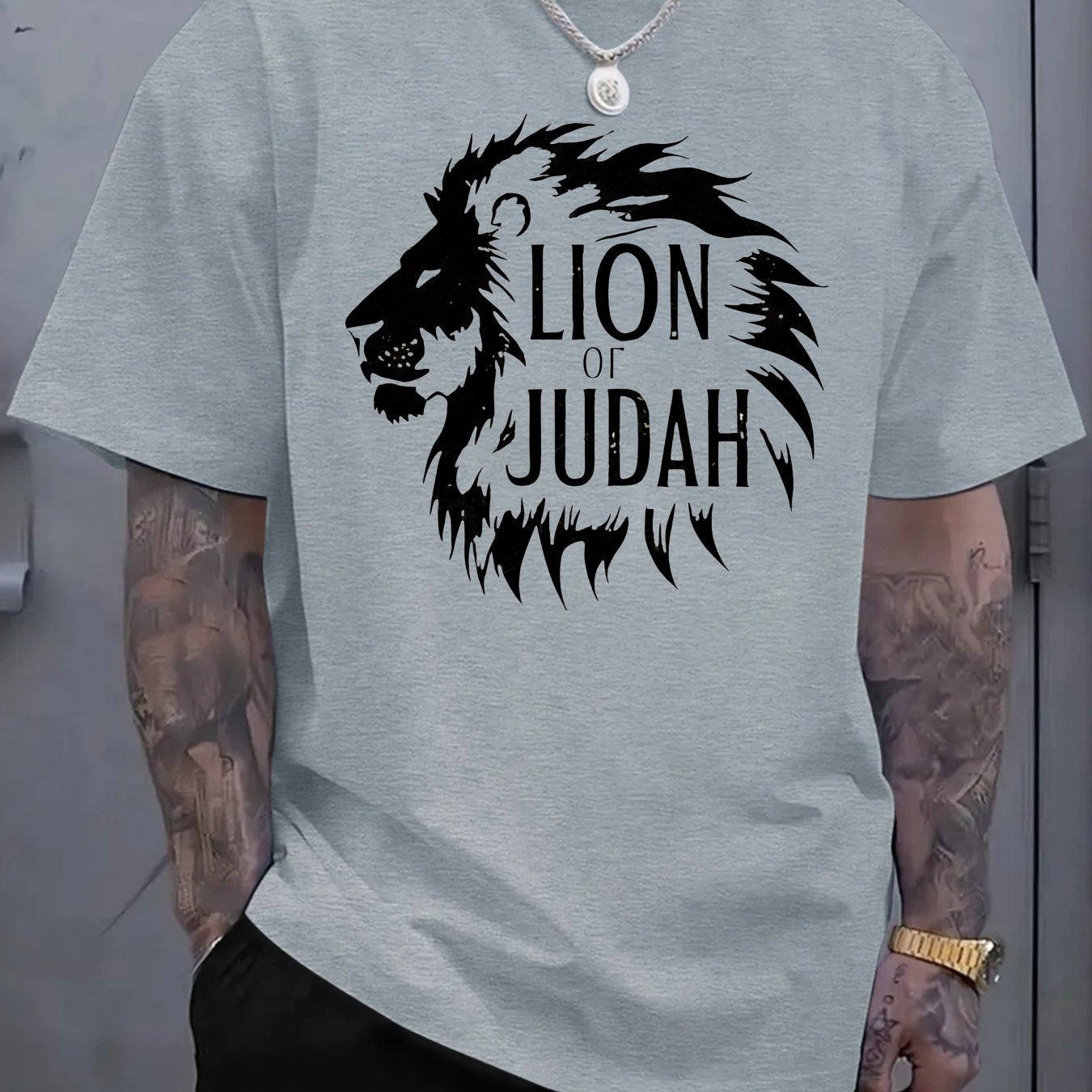 Lion of Judah Graphic T-Shirt - Men'S Red Tee with Bold Black Lion Design - Maximus Echo