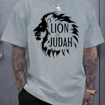 Lion of Judah Graphic T-Shirt - Men'S Red Tee with Bold Black Lion Design - Maximus Echo