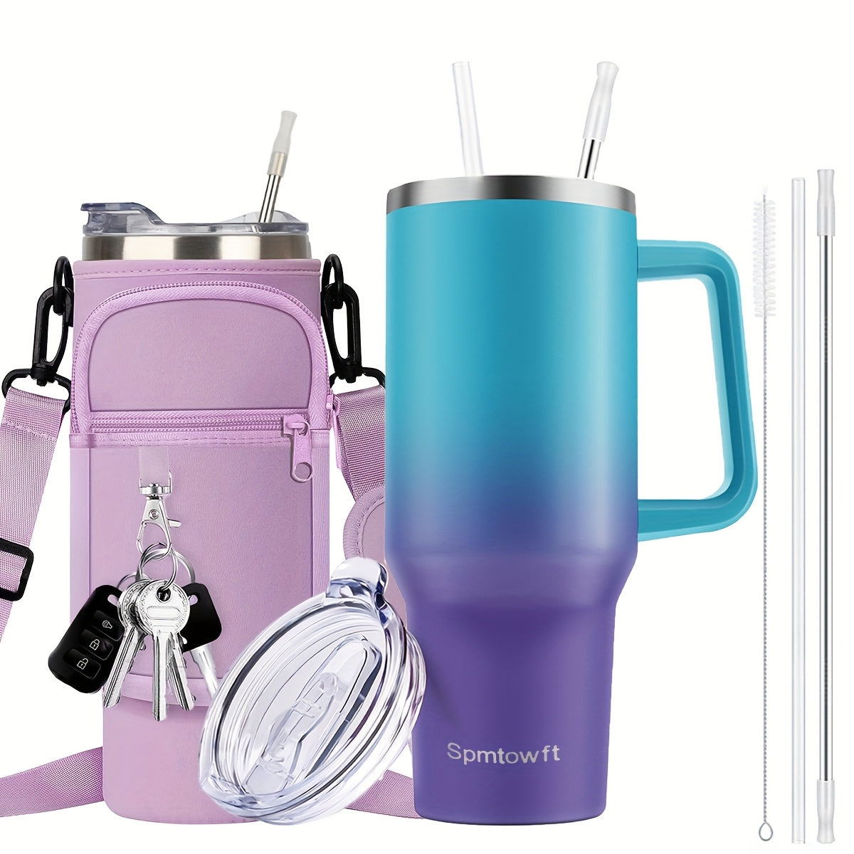 40oz Stainless Steel Tumbler with Handle - Double Vacuum Insulated Travel Mug - Maximus Echo