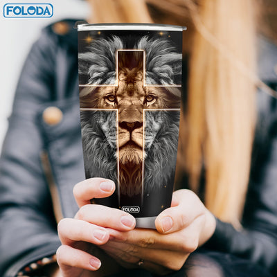 Foloda 20oz Lion-Themed Stainless Steel Tumbler with Lid - Inspirational Design Maximus Echo