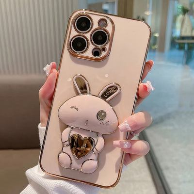 Cute And Minimalist Electroplated Rabbit Stand Case Designed for Iphone - Maximus Echo