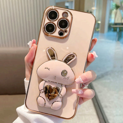 Cute And Minimalist Electroplated Rabbit Stand Case Designed for Iphone - Maximus Echo