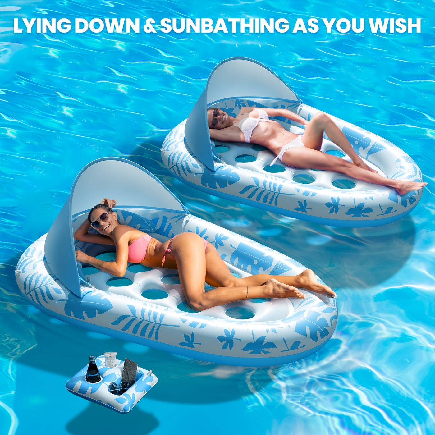 Inflatable Pool Float Adult - Pool Floaties Lounger Floats Raft Floating Chair Water Floaties for Swimming Pool Lake Lounge Float with Cup Holders Beach Pool Party Toys for Adults - Maximus Echo