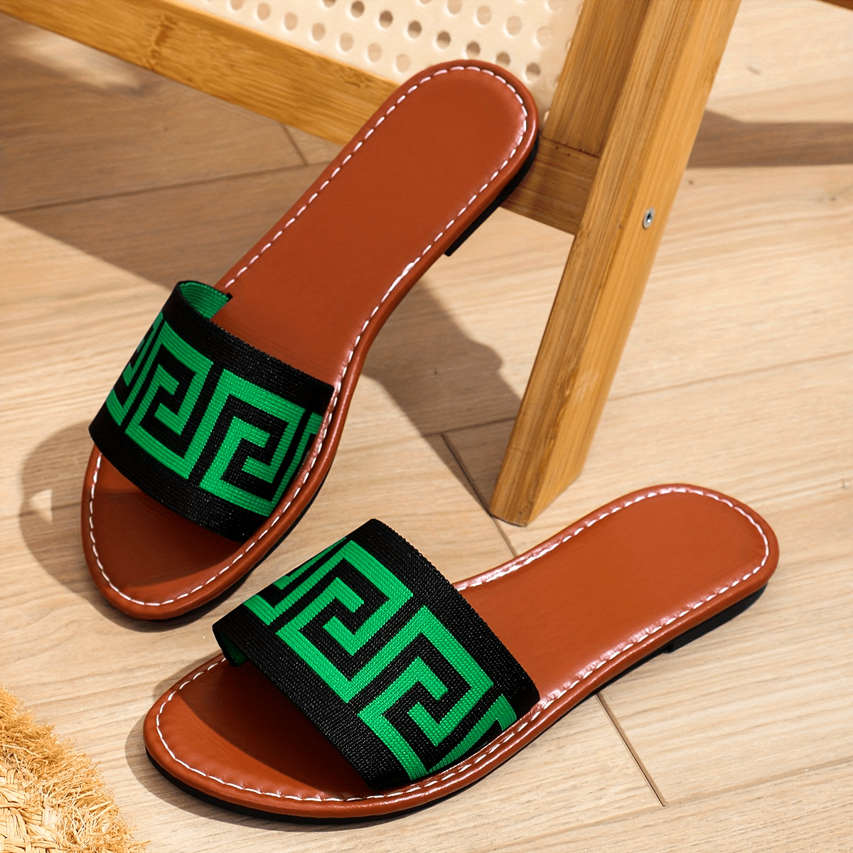 Summer Women's Slip-On Sandals | Black & White Striped, Breathable Fabric Upper - Maximus Echo