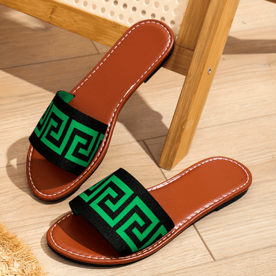 Summer Women's Slip-On Sandals | Black & White Striped, Breathable Fabric Upper - Maximus Echo