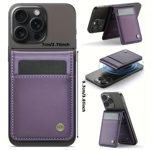 Stylish Magnetic Phone Card Holder - 2-in-1 RFID-Blocking Wallet & Phone Stand, Secure Credit Card Holder with Magnetic Closure, Durable Black Design for Everyday Use Maximus Echo