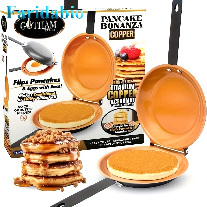 [Non-Stick Pancake Pan] Faridabio Double-Sided Pancake Pan | Non-Stick Copper, Easy to Flip, Durable & Dishwasher Safe, Ideal for Daily Cooking, Perfect Gift for Food Enthusiasts, Omelette Maker, Modern Kitchenware, Nonstick Maximus Echo
