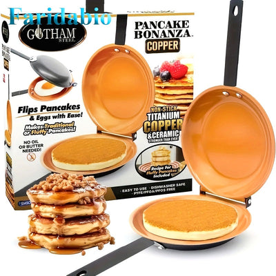 [Non-Stick Pancake Pan] Faridabio Double-Sided Pancake Pan | Non-Stick Copper, Easy to Flip, Durable & Dishwasher Safe, Ideal for Daily Cooking, Perfect Gift for Food Enthusiasts, Omelette Maker, Modern Kitchenware, Nonstick Maximus Echo