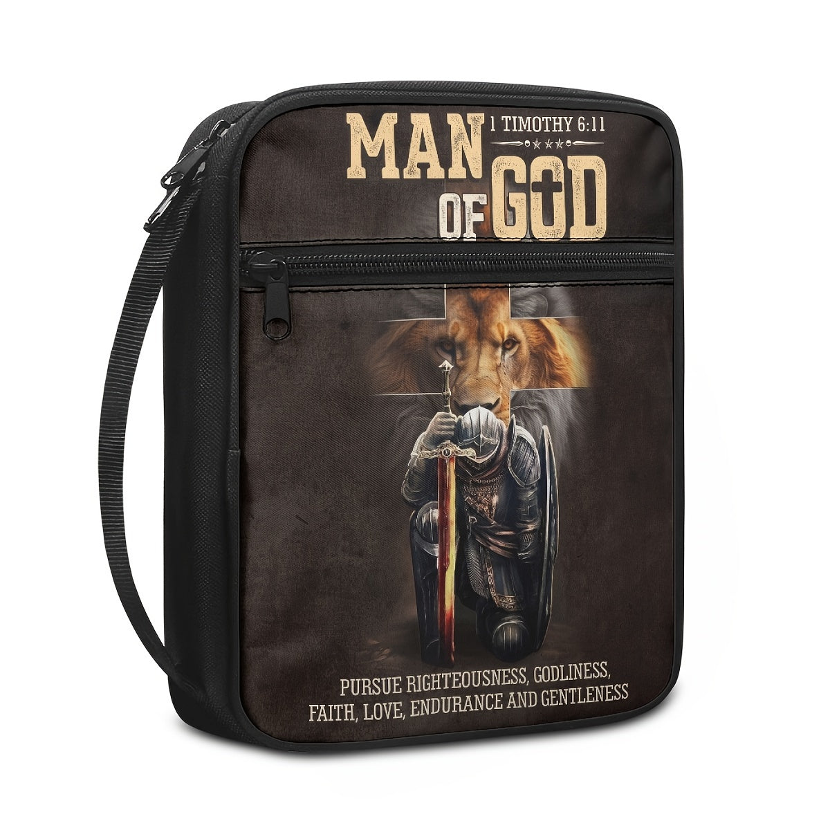 Man of God Bible Cover | Durable Leather Book Sleeve, Gift for Women, Spiritual Design Maximus Echo