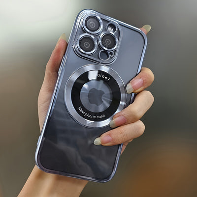 Luxury Phone Case | Transparent Magnetic Electroplated Hollow Logo TPU Shockproof for Iphone 11/12/13/14/15/16 Pro Max Plus - Maximus Echo
