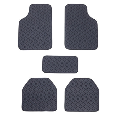 Universal 5pcs set of fashionable PU Leather car floor mats - checkered pattern, easy to install, enhanced interior protection - Maximus Echo
