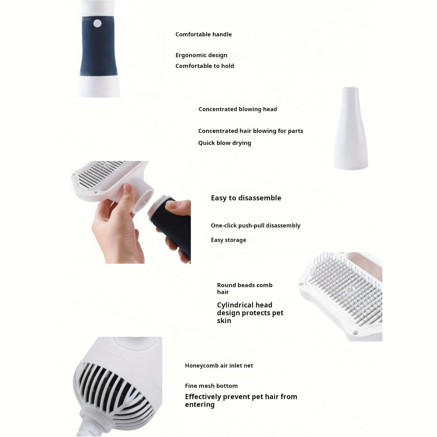 Blow Drying And Combing 2in 1 Multifunctional, Pet Grooming Hair Dryer Slide Brush Home Furry Dryer, Portable Dryer 3 Heat Settings Adjustable Temperature Speed Multiple Colors. - Maximus Echo