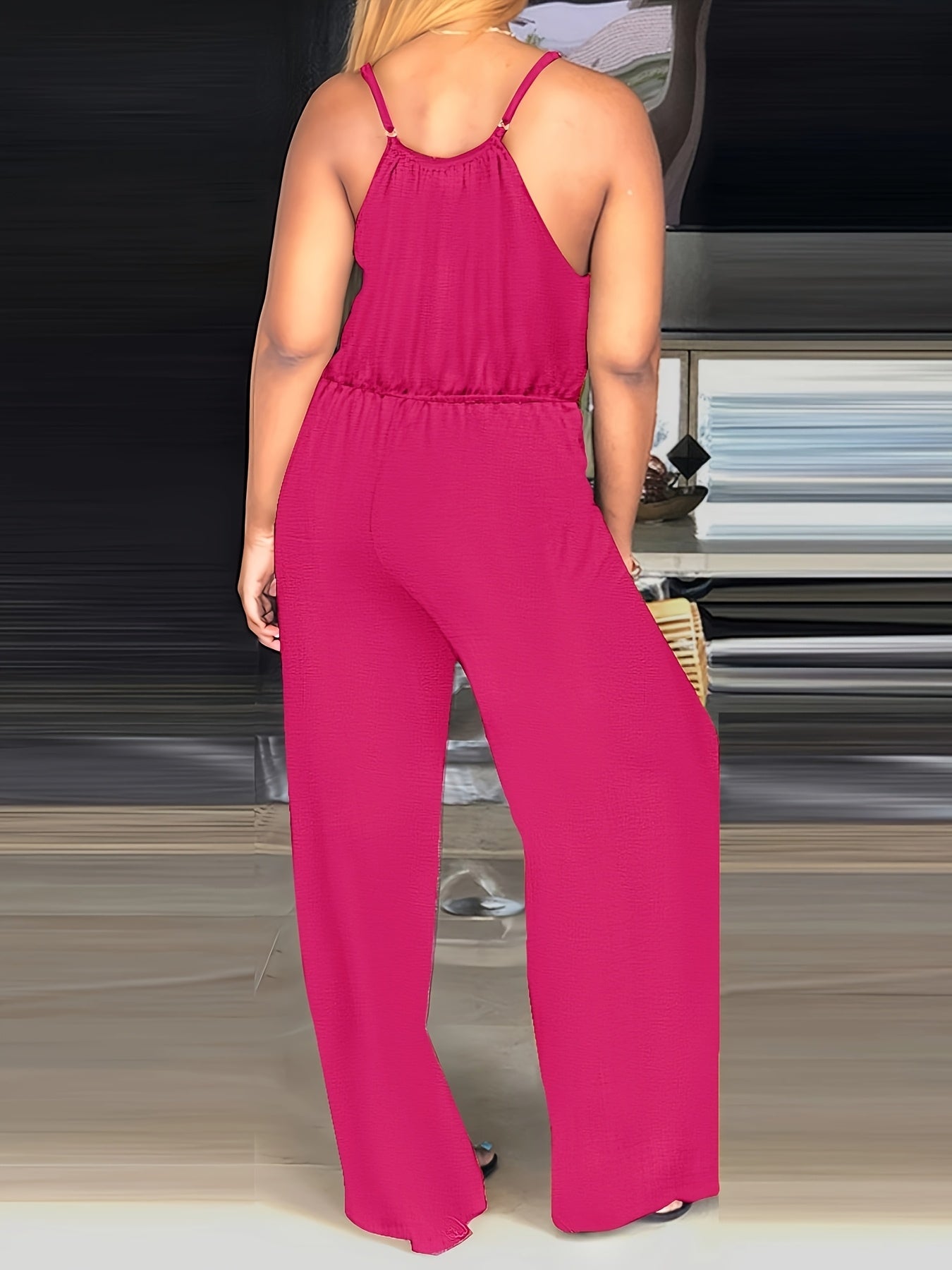 Women'S Yellow Halter Neck Jumpsuit with Drawstring Waist - Casual, Summer, Adult, Comfortable Fit, Casual Wear - Maximus Echo