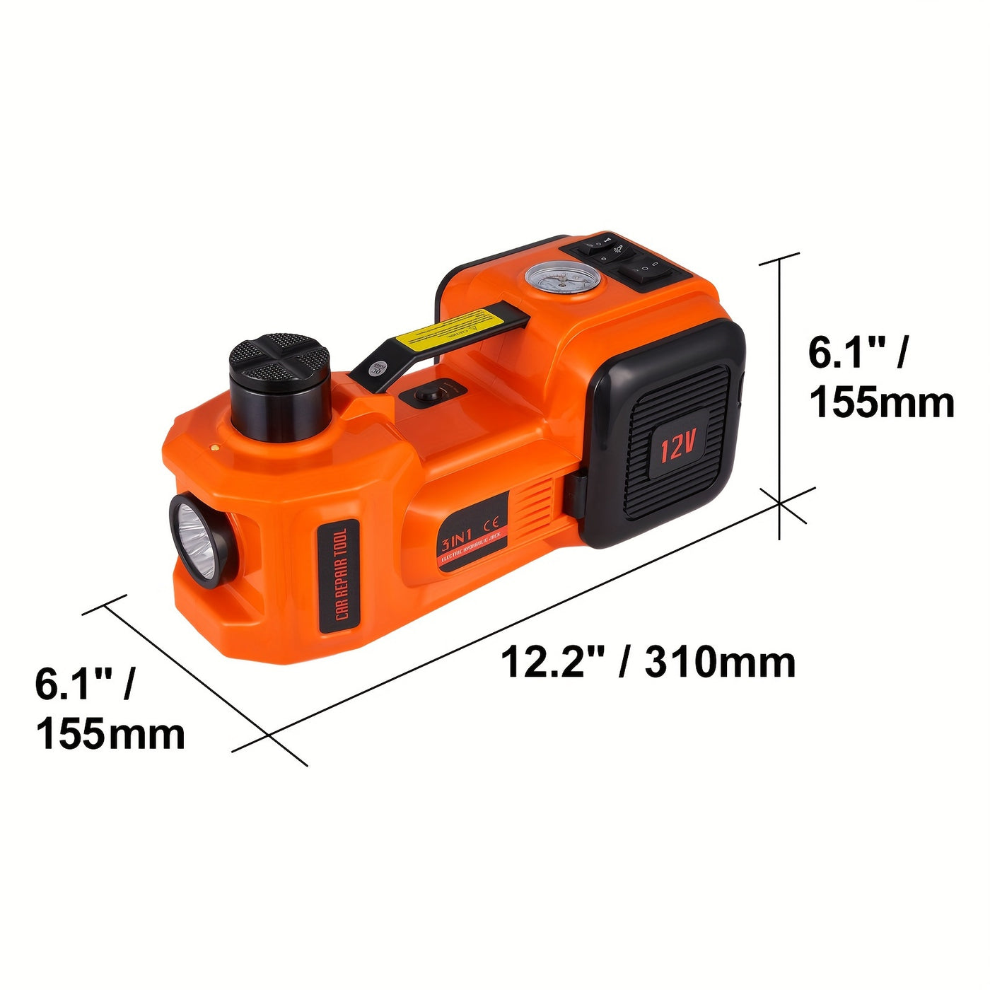 Happy buy Electric Car Jack | 5 Ton/11023 LBS | Hydraulic Jack Lift with Electric Impact Wrench, Built-in Inflatable Pump, And LED Light | for SUV MPV Sedan Truck | Garage Repair - Maximus Echo