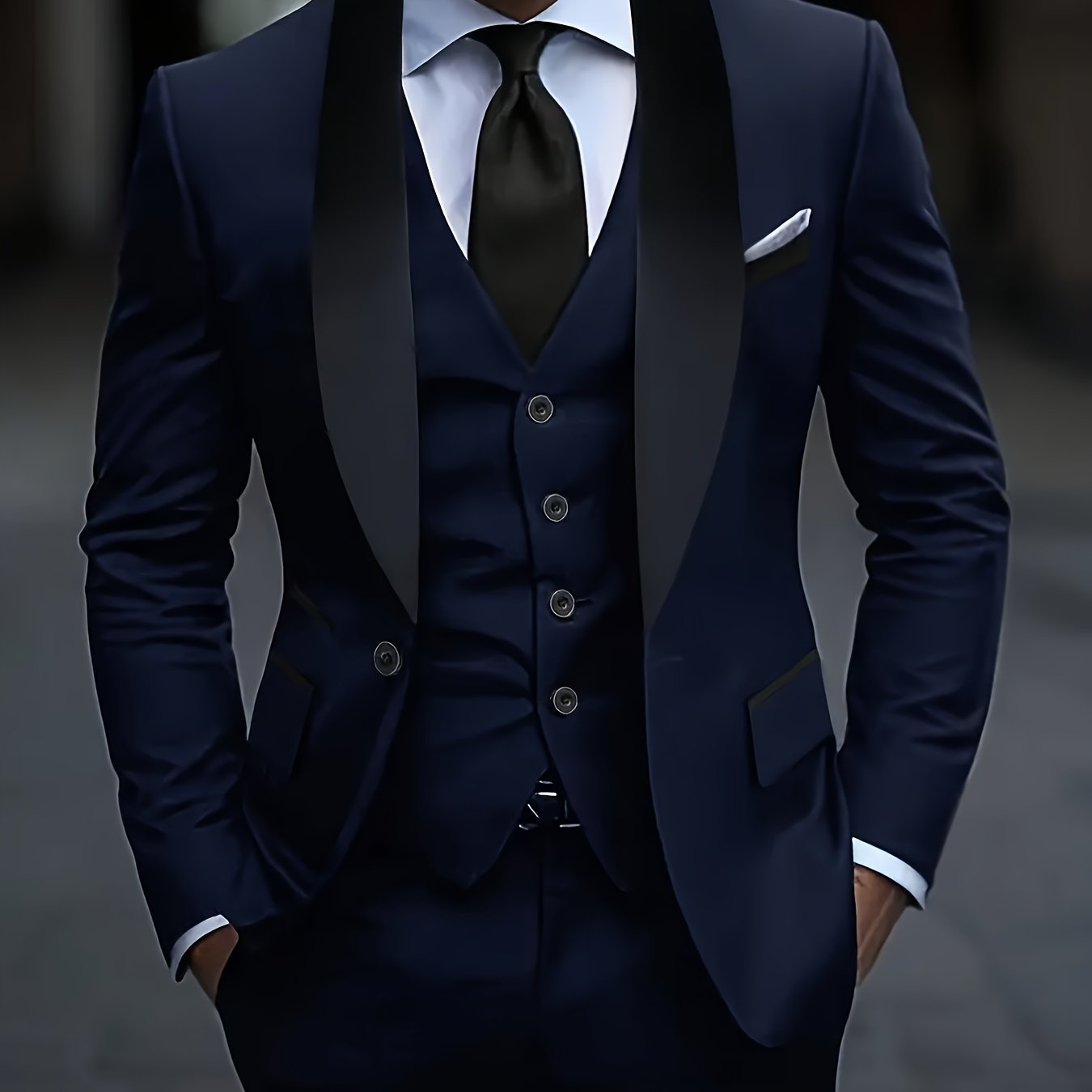 Men's 3pcs suit, plain color green fruit collar suit with jacket and formal trousers, suitable for business gatherings, graduation ceremonies, weddings and parties - Maximus Echo