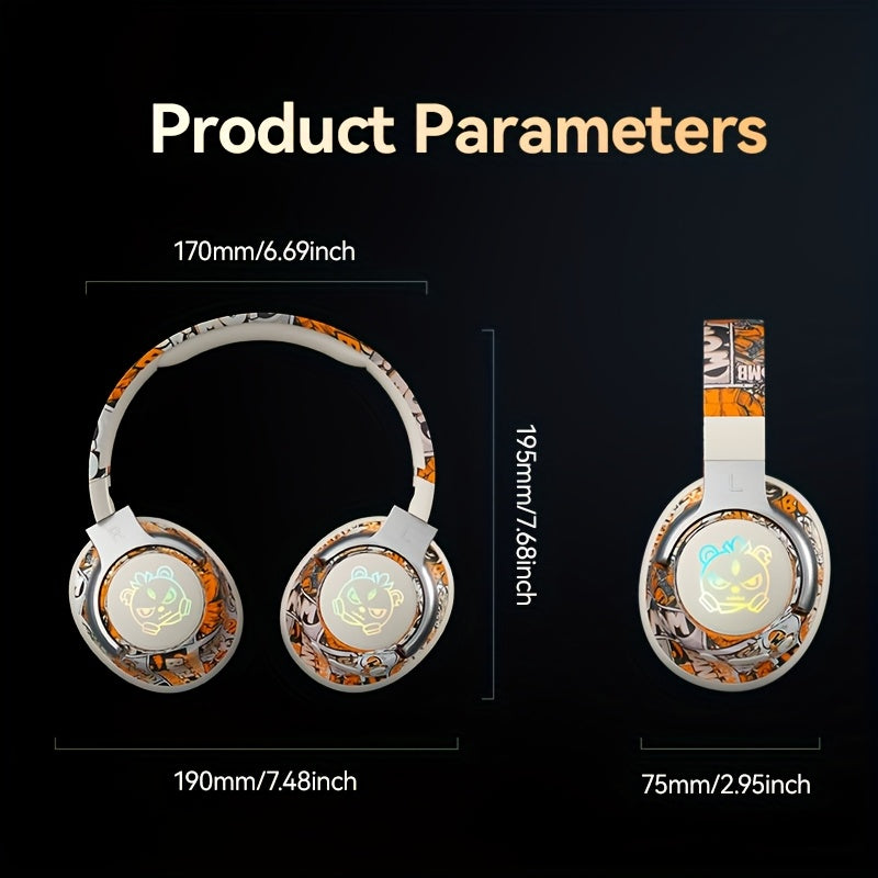 Wireless Gaming Headphones with Wireless 5. 3, 360° Stereo Sound, Lightweight Foldable Design, Noise Cancelling Mic, Type-C Charging & USB-C Cable, Call & Music Clear Voice - Maximus Echo