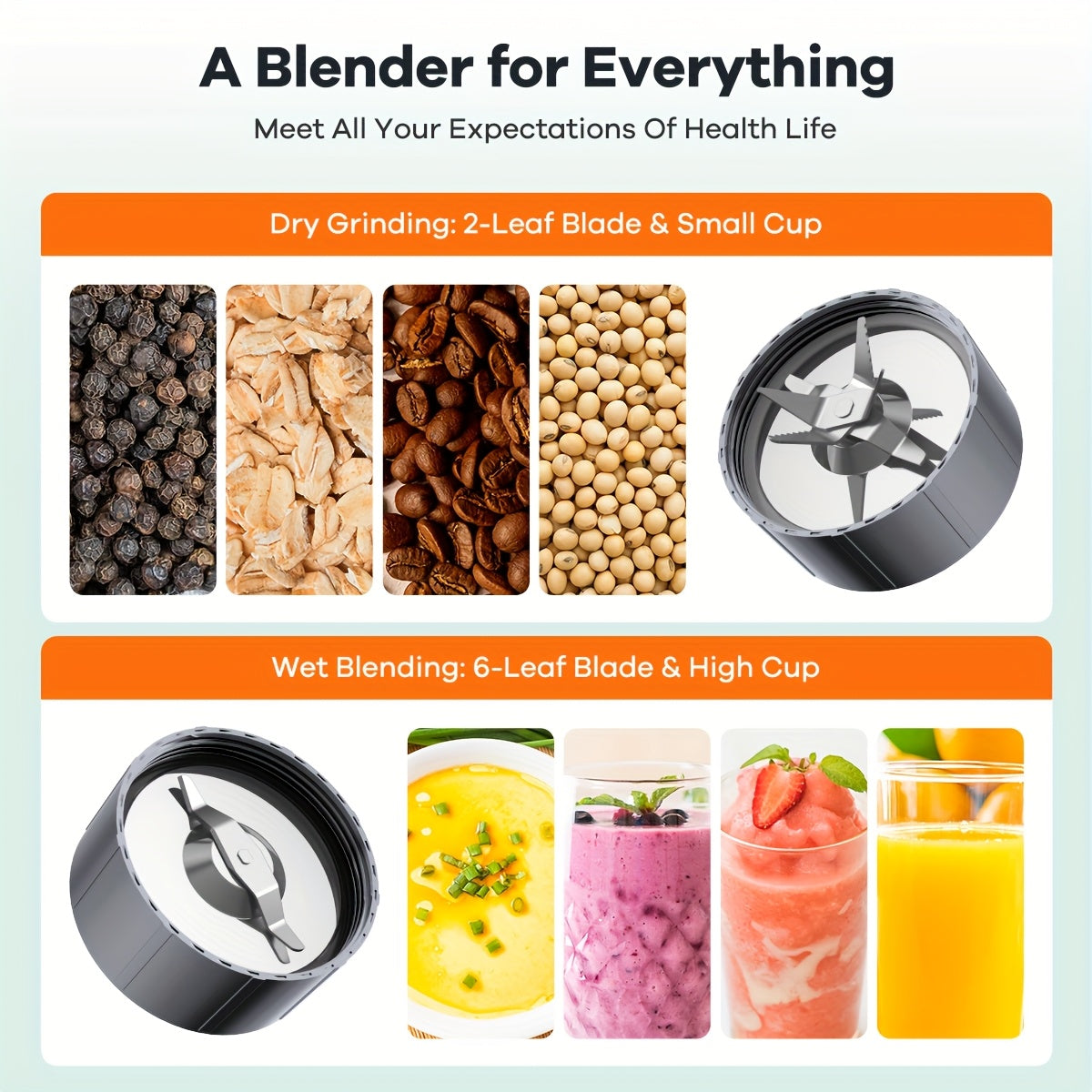 15pcs 900W Smoothie Juicer Blender, Personal Blender And Grinder Set For Kitchen, 4 BPA-Free Portable Blending Cups - Maximus Echo