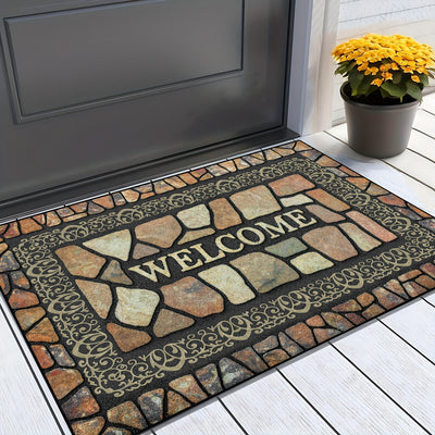 Non-Slip Stone Pattern Welcome Doormat Indoor Outdoor Entrance Carpet Home Decor Floor Mats - Maximus Echo