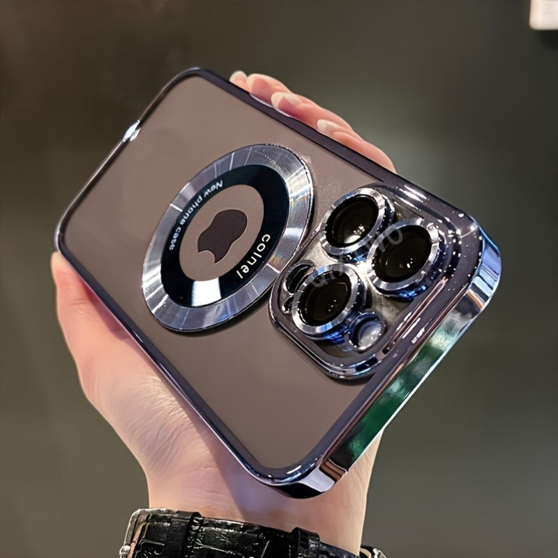 Luxury Phone Case | Transparent Magnetic Electroplated Hollow Logo TPU Shockproof for Iphone 11/12/13/14/15/16 Pro Max Plus - Maximus Echo