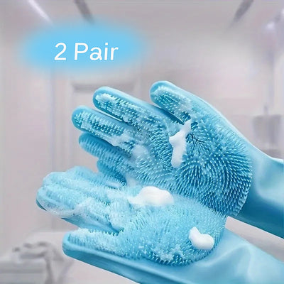 (1/2/3 Pairs)2-in-1 Pet Dog Bath Gloves, Pet Brush SiliconeBath Massage Brush, Dog RubbingBathsupplies - Maximus Echo